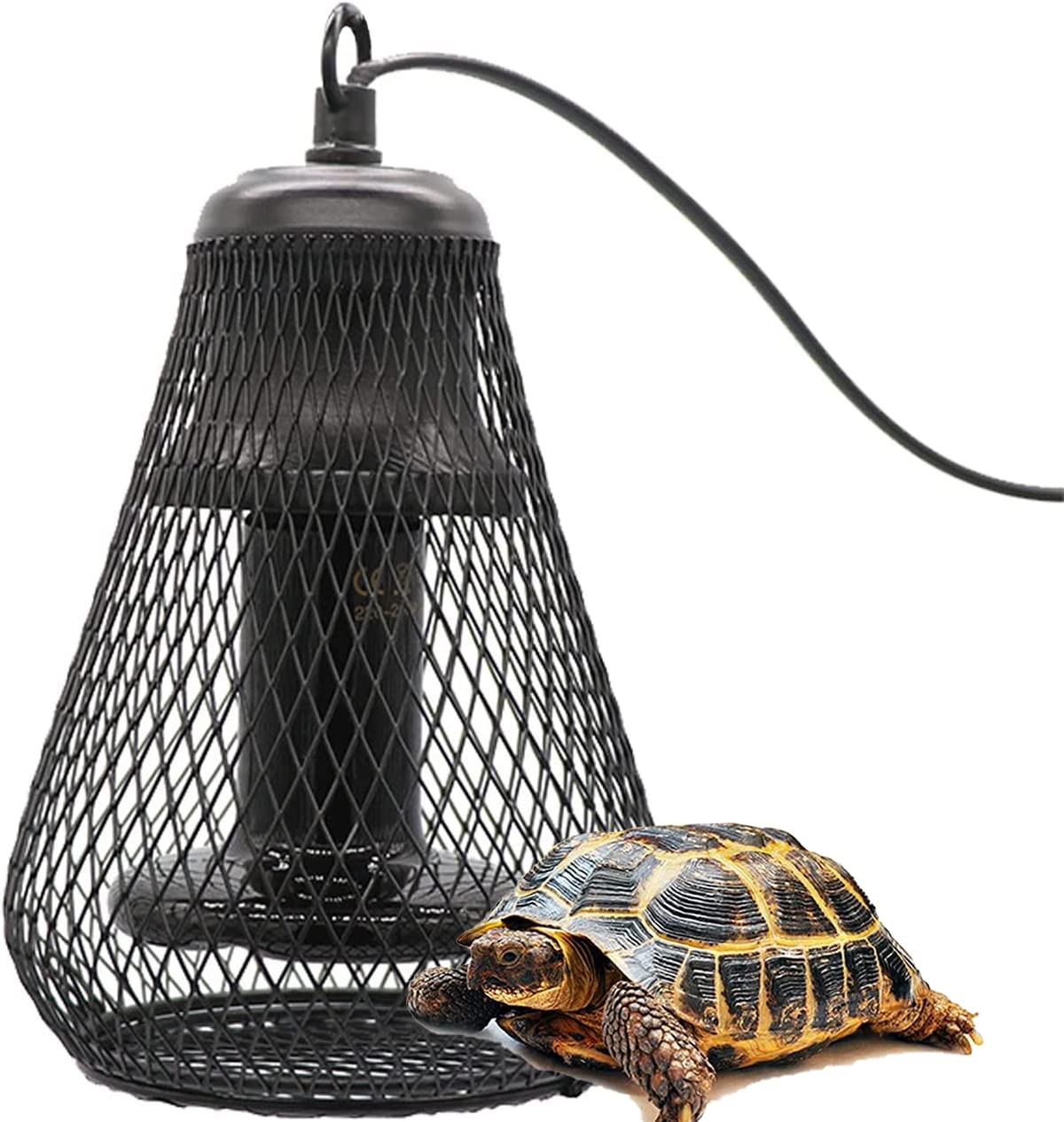 Lámpara Calefacción Reptil, Lámpara Calefacción 25-150W, con Pantalla Lámpara Y Tubo Hierro A Prueba Mordeduras, para Acuario Gallinas Y Lagartos,25W