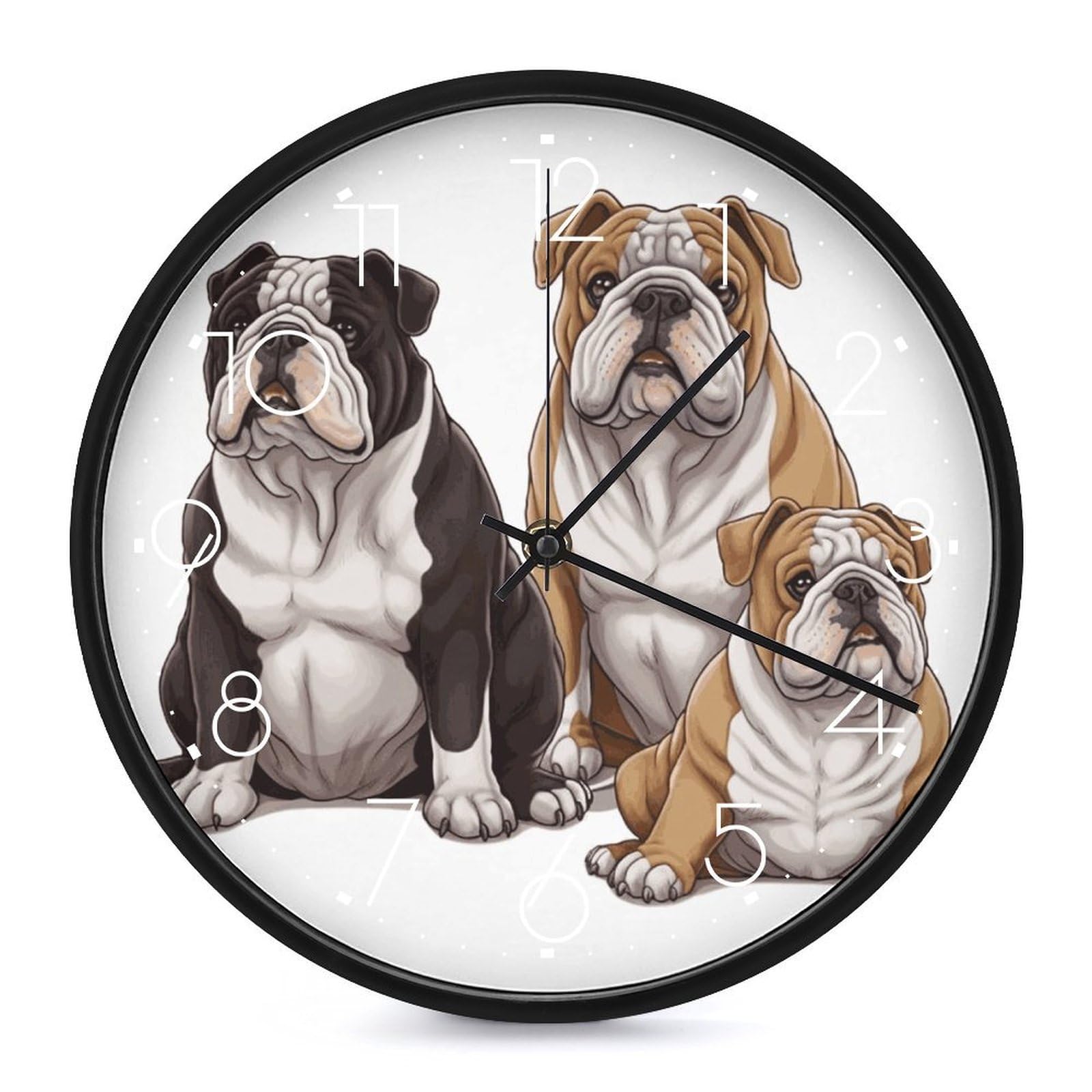 Pendule bouledogue anglais décorative pour salon et classe d'école
