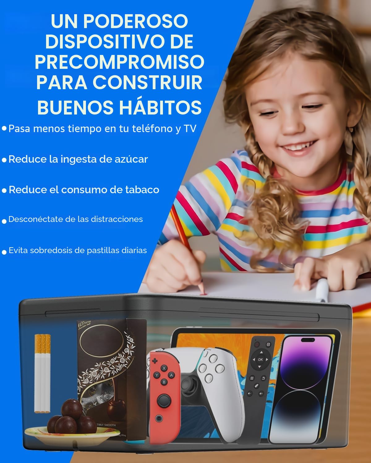 iDiskk Caja de Seguridad Con Temporizador para Desenchufar Teléfonos y Control de Adicciones - Negro