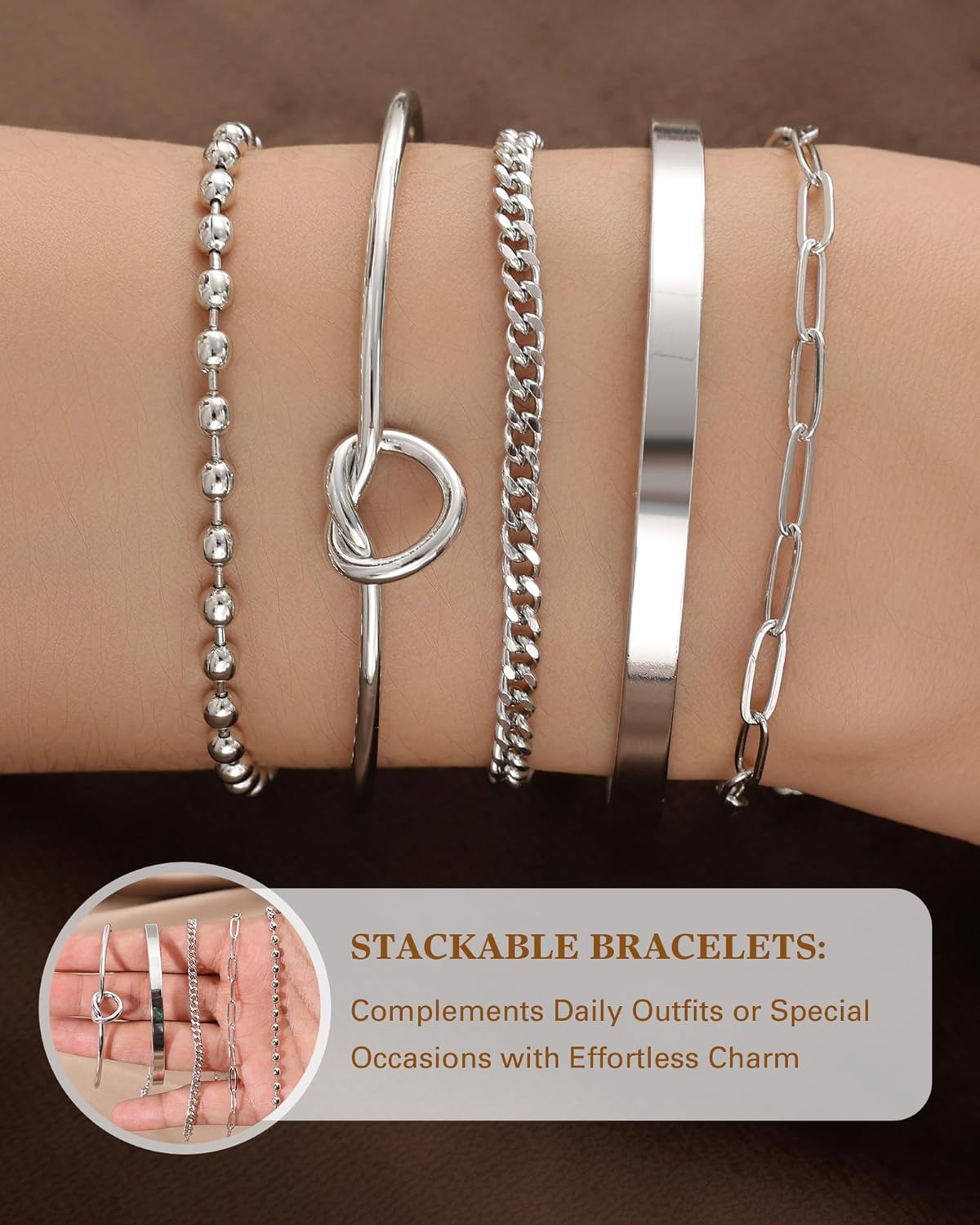 Gold Bracelets for Women, 14K Gold Plated Chain Bracelets Set for Women, Elegant Adjustable Bracelet Stack Jewelry Gifts for Womens - Image 6