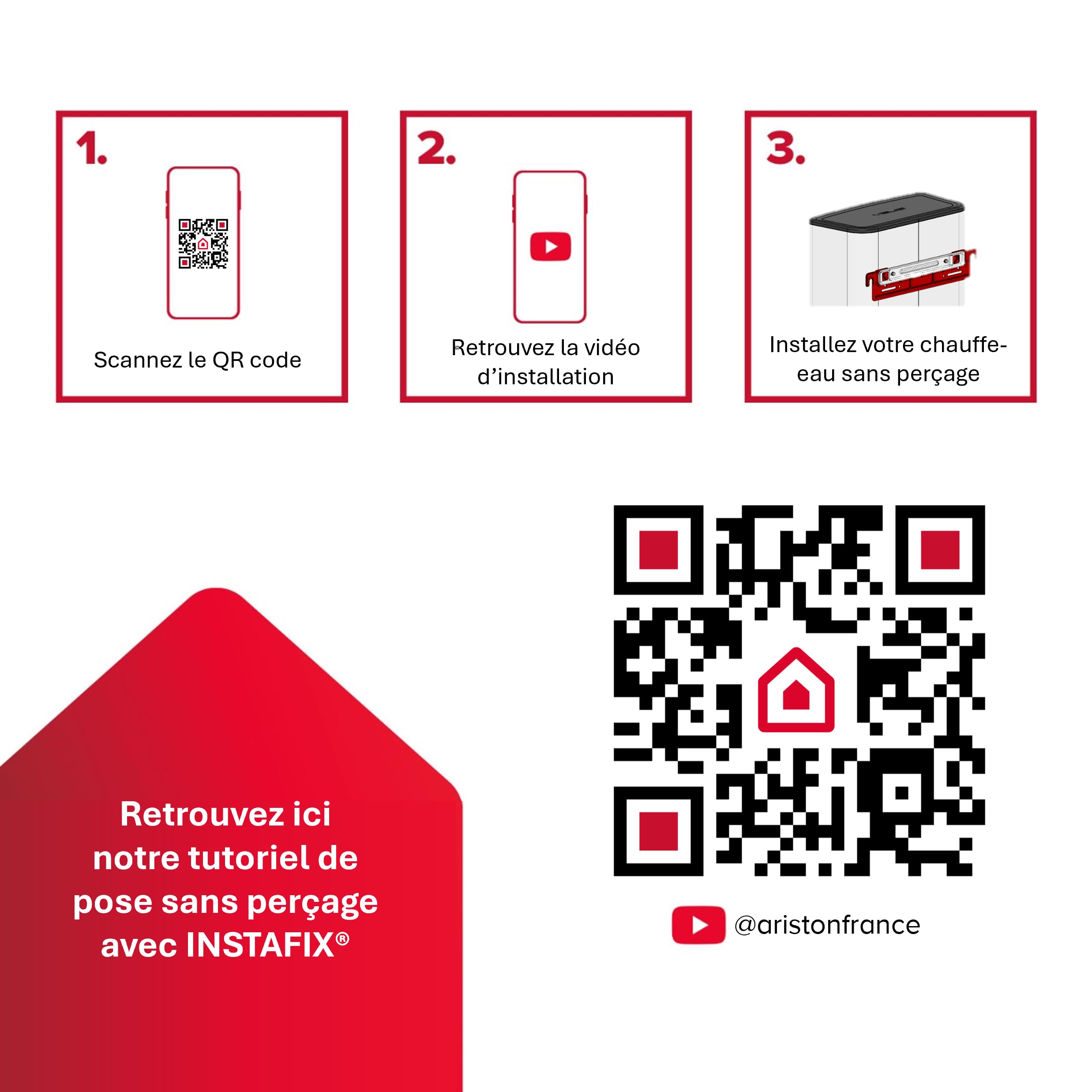 Ariston INSTAFIX, Support Mural Sans Perçage pour Chauffe-Eau Électrique Ariston, Compatible VELIS - LYDOS - PRO1, Conçu et fabriqué pour être installé en France
