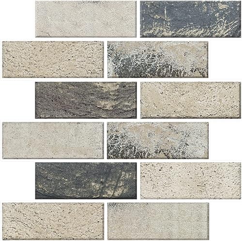 10 hojas de materiales duros para despegar y pegar, azulejos de PVC en muro 3D, paneles de pared para sala de estar, baño, 12 x 12 pulgadas (roca)