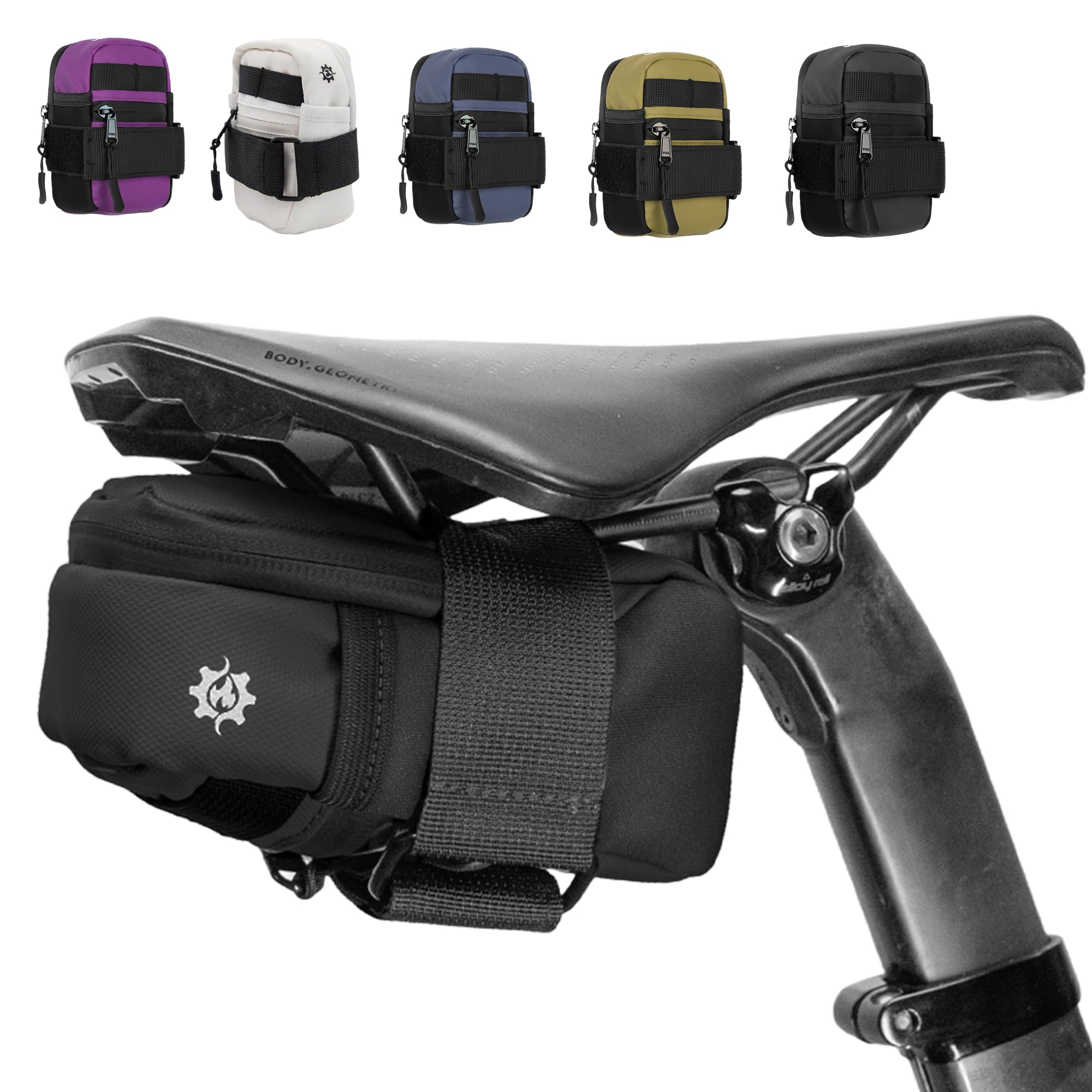 Bike Saddle Bag – Ultra Small (0.2L) & Medium (0.5L) Options | Sleek Minimalist Design, Secure Hook & Loop Strap