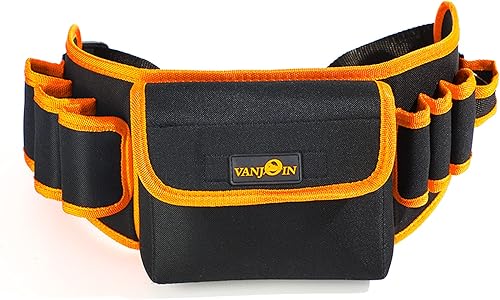 VANJOIN Bolsa para herramientas, bolsa de herramientas para electricista con 8 bolsillos, cinturón ajustable, bolsas de herramientas resistentes,