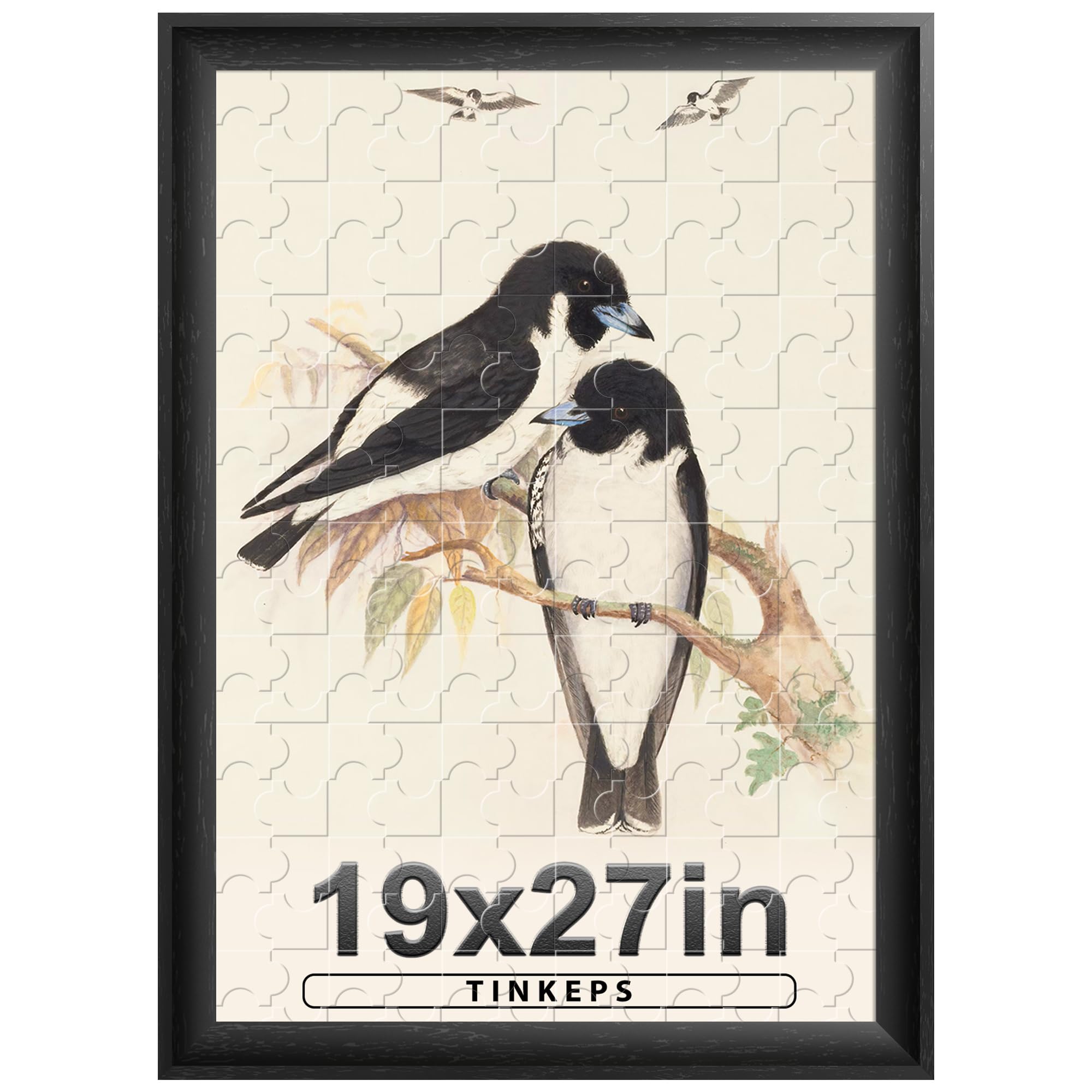 Photo 1 of ***MAJOR DAMAGE*** Tinkeps 19x27 Picture Frame Black with Black Backboard, Wooden Curved Extra Wide Edges Puzzle Frame, Vintage Style Poster Frame 19x27 for Wall Decor.