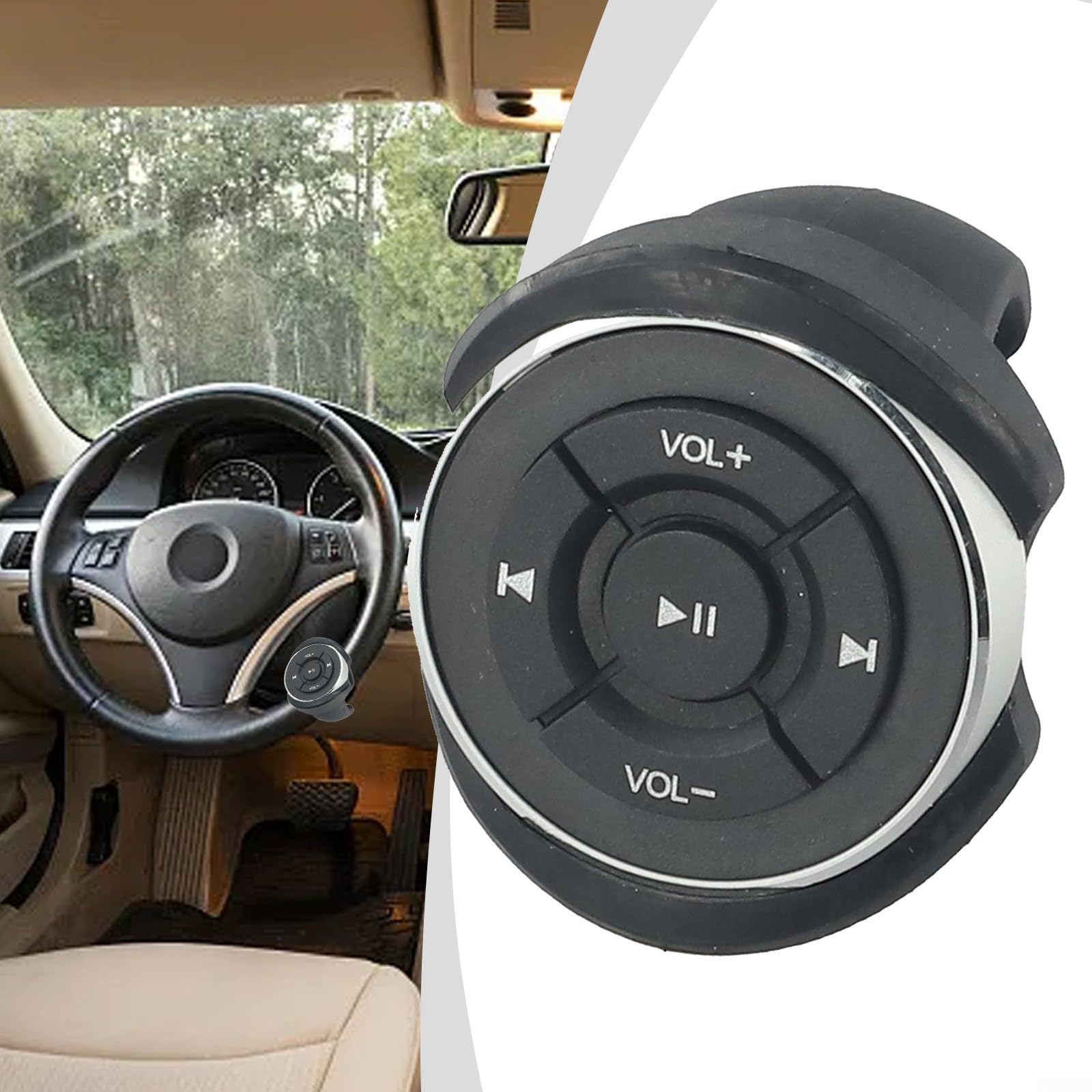 Telecomando wireless per volante, pulsante multimediale per musica e chiamate, controller impermeabile IPX4 4.0 con supporto per auto, moto, sci