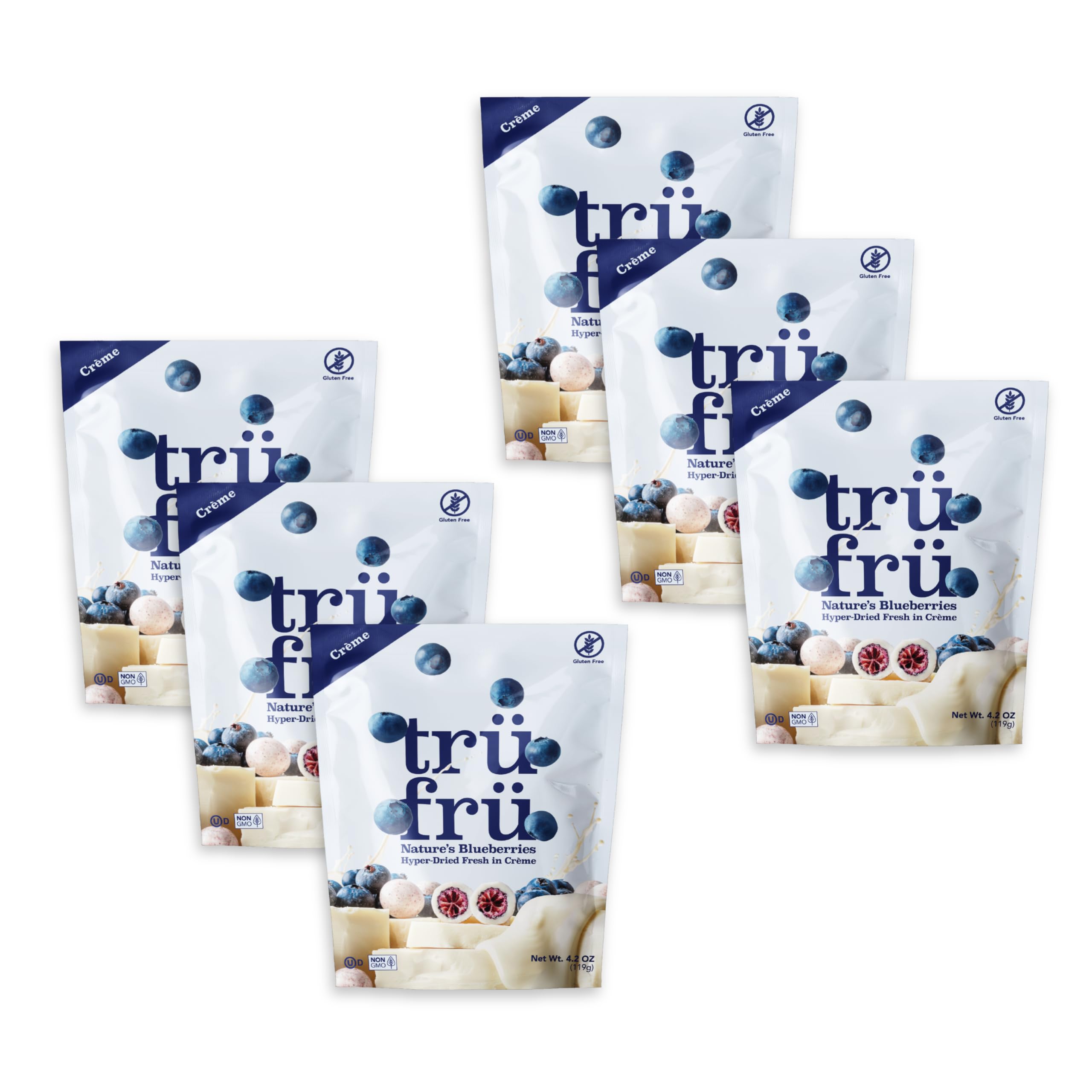 Nature's Blueberries Hyper-Dried in Crème, Premium Gourmet Freeze Dried Snack, 4.2 oz (Pack of 6)