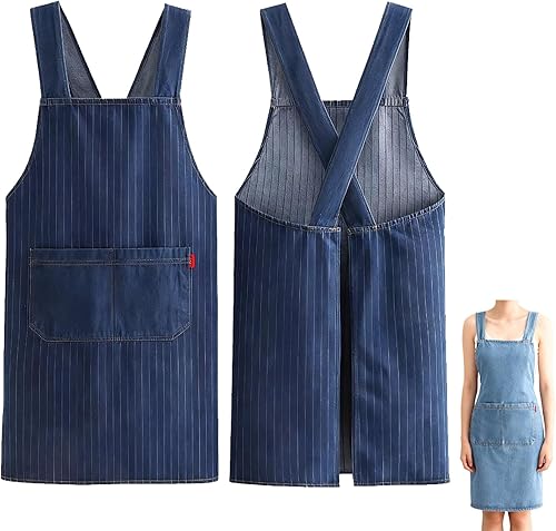 Delantal para adultos, delantal de algodón ligero con bolsillo frontal, delantales traseros cruzados para mujeres y hombres