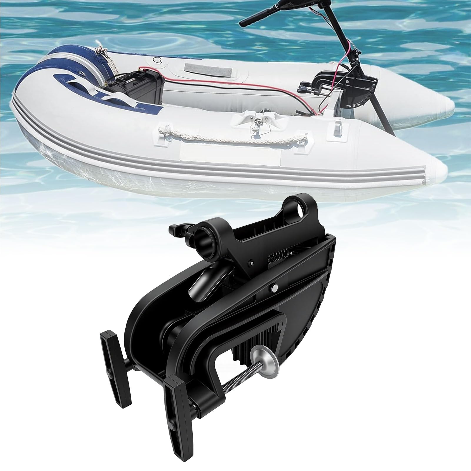 Haofy Außenbordhalterungsscharnierbaugruppe 90-Grad-Drehwinkel für 28-50-lb-Elektromotor 2,8-cm-Schaft aus Kunststoff-Metall für Trolling-Motor-Segelboot-Schlauchboot