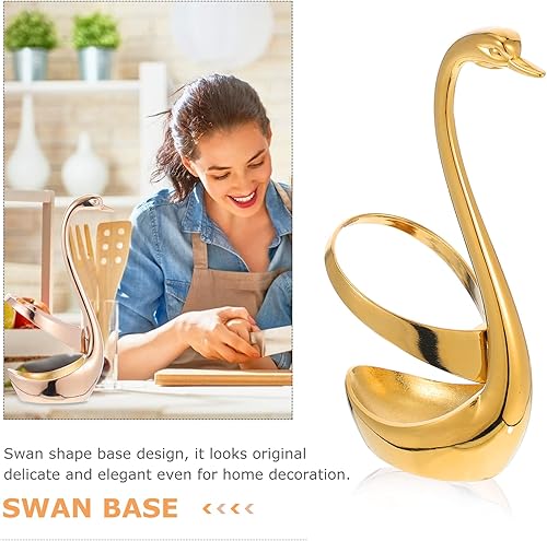 Miniatura 7 de Organizador de cubiertos de cisne, soporte para cuchara, tenedor, cuchara de aleación de zinc, organizador de cubiertos con forma de cisne, soporte