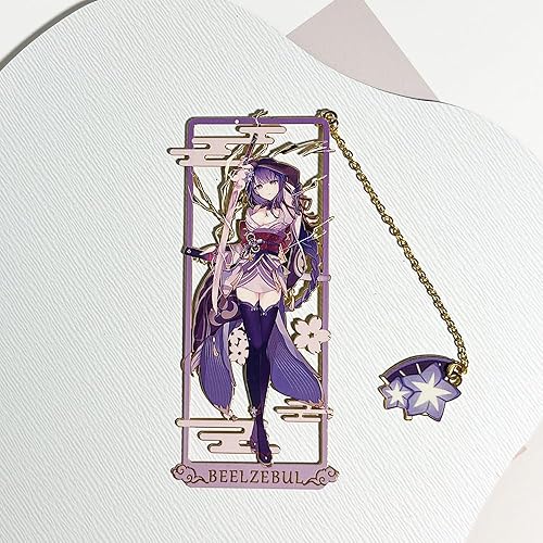 Miniatura 4 de Genshin Impact - Marcapáginas de metal de anime, gran regalo para fanáticos del juego, lectores, amigos o profesores Raiden Shogun