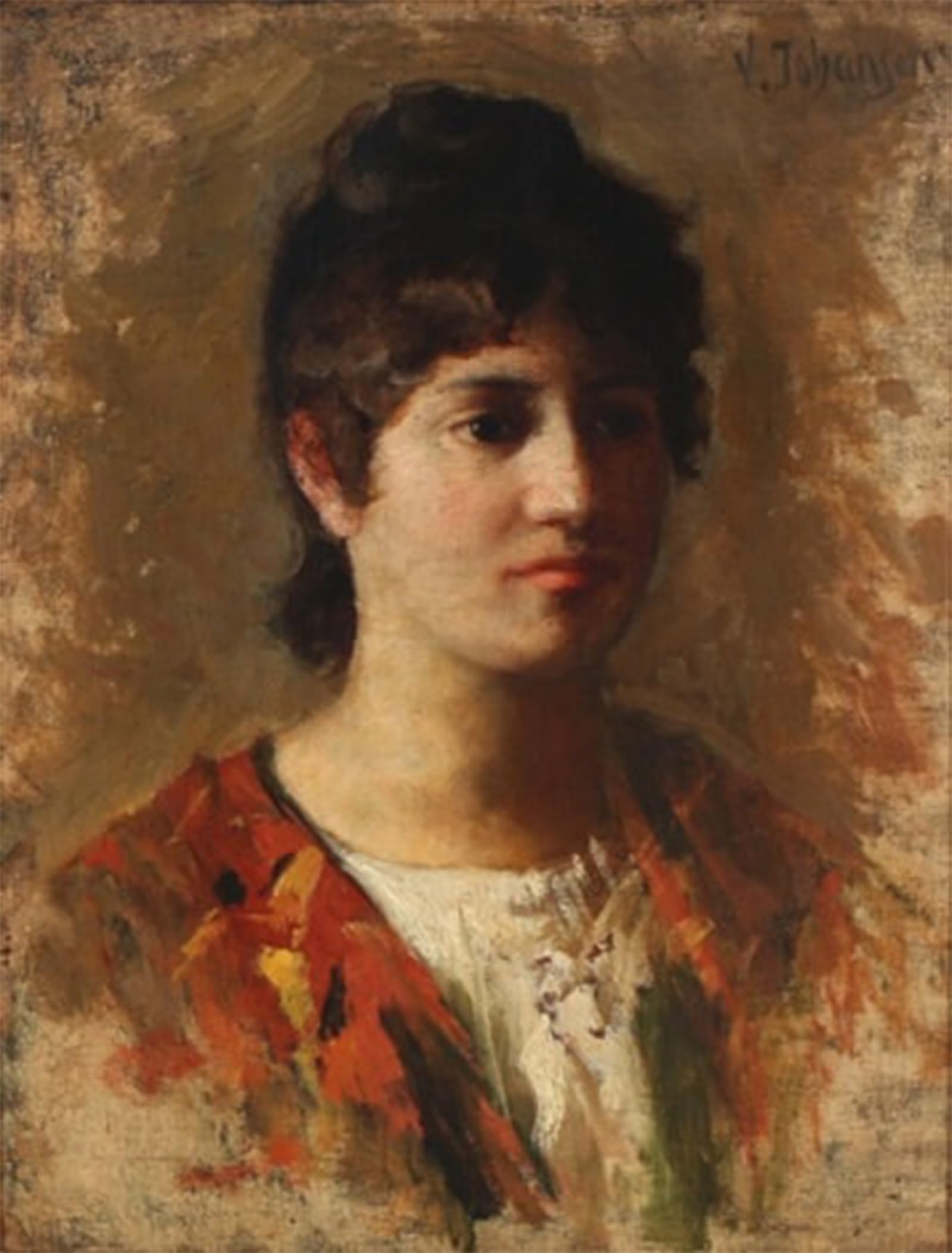 ARTXLXXBN Famous Prints Artwork Pictures Poster Painting Art Portrait of a Brunette by Viggo Johansen Artwork Landscape Pictures for Home Decor 60x90cm