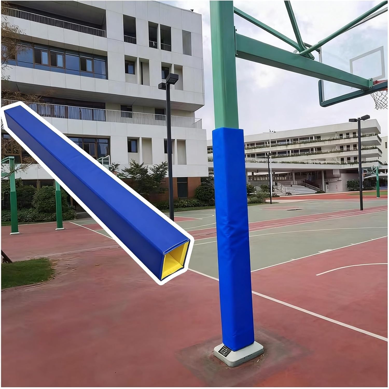 AVLLSO Wrap Around Basketball Pole Pad Basketball Pole Pad 6x6 7x7 8x8 5x5 4x4 In Gym Pole Padding Square Beam Wrap, Covered On All Sides(5ft(152cm),4"X4"(10X10CM))