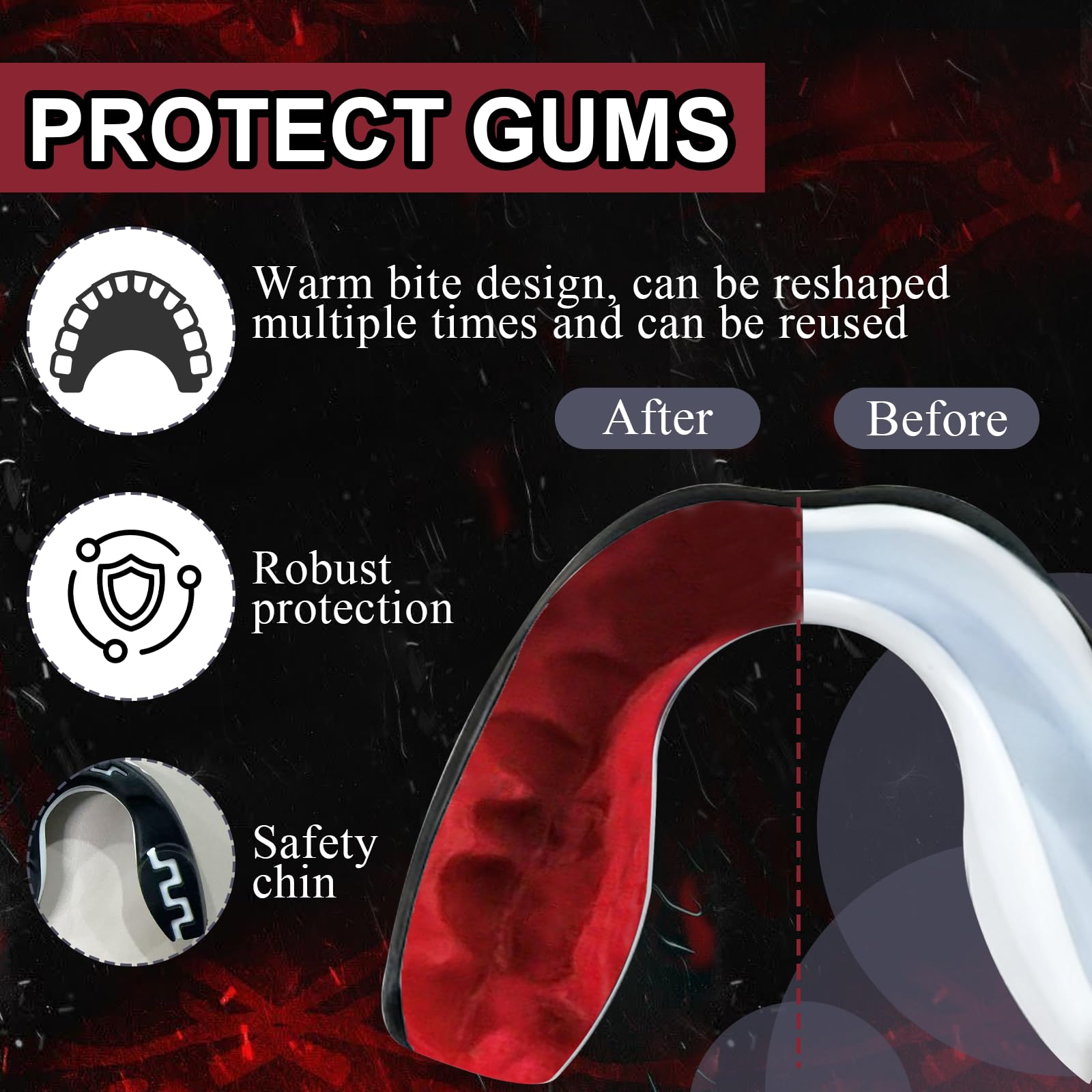 Sport Protège-Dents,Protege Dents Boxe pour Adultes,Adultes Sport Bouche de Protection,Gouttière Coque DentaireProtege Dent,Pour boxe et autres sports et de combat,Noir