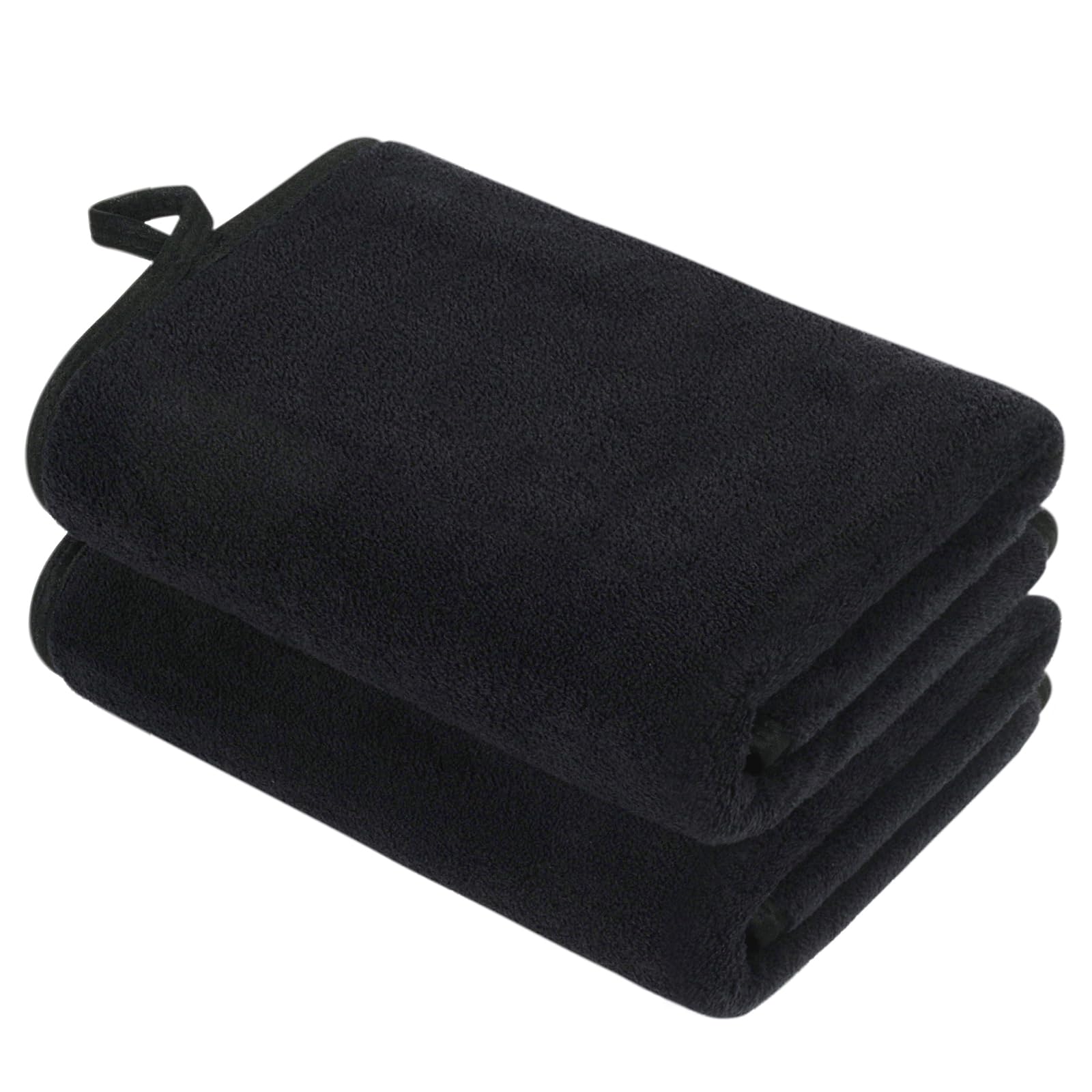 VIVOTE Microfibre Hand Towels, Super Soft Absorbent Bathroom Hand Towel, Quick Drying Multi-Purpose Hanging Towels for Kitchen, Hotel, Salon,Beauty, etc 40×70cm Black 2 Piece