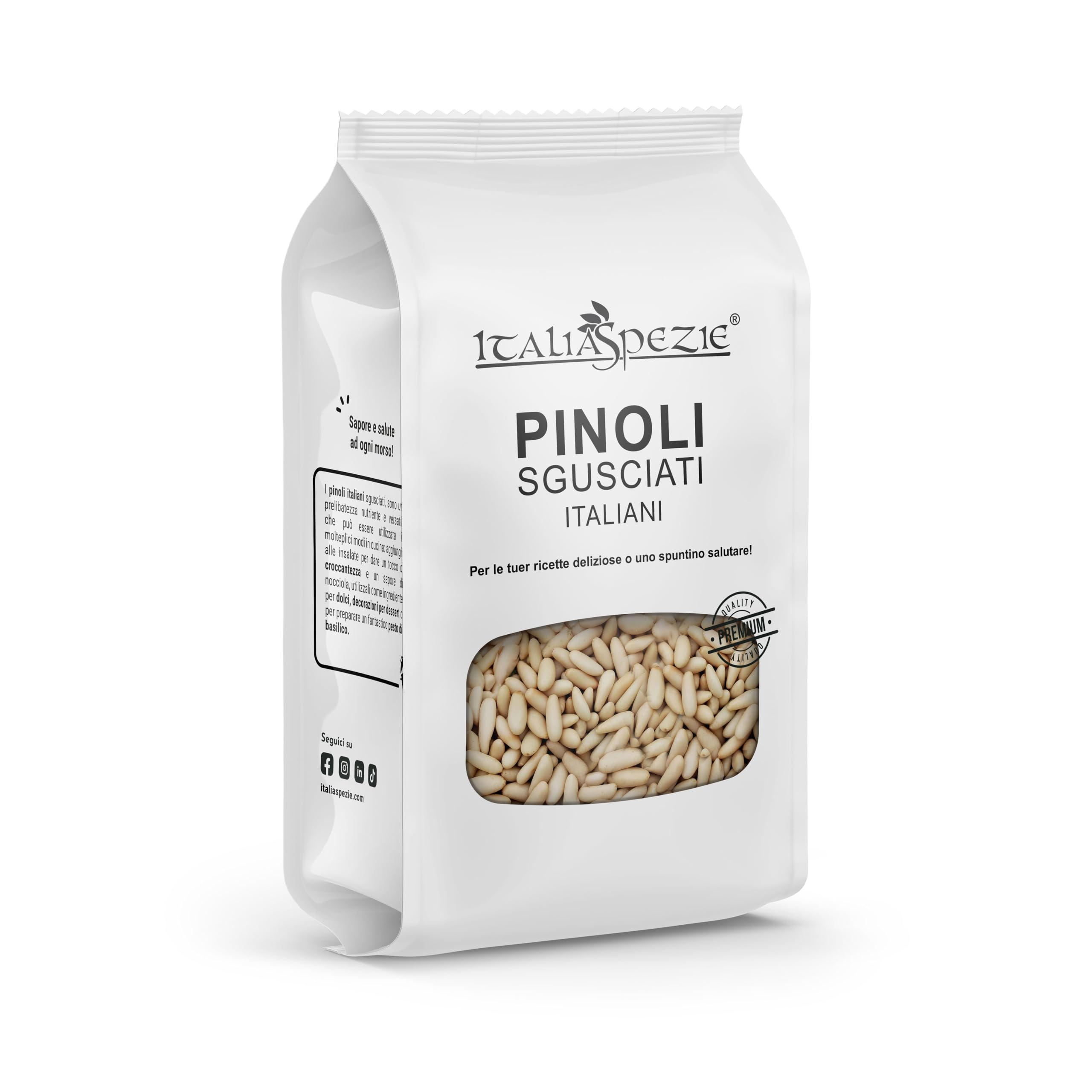 Pinoli sgusciati italiani, pacco da 1 Kg - Primissima qualità - frutta secca italiana al naturale, senza conservanti - senza sale - ideali per pesto alla Genovese - Italia Spezie