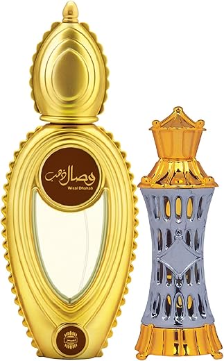 Ajmal Wisal Dhahab EDP Fruity Floral Perfume 50ml for Men and Mizyaan Concentrated Perfume Oil Oriental Musky Alcohol-free Attar 14ml for Unisex FREE