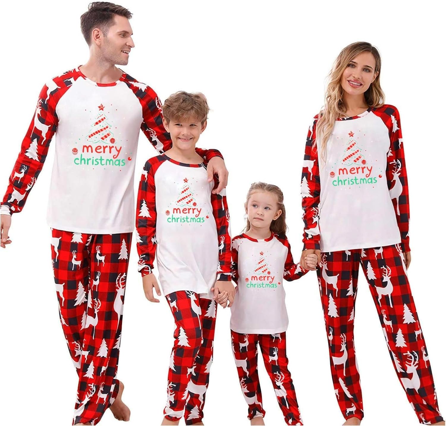 YRAETENM Matching Christmas Pajamas for Family Xmas Holiday Jammies Family Christmas Matching Sets Cute Sleepwear Pajamas