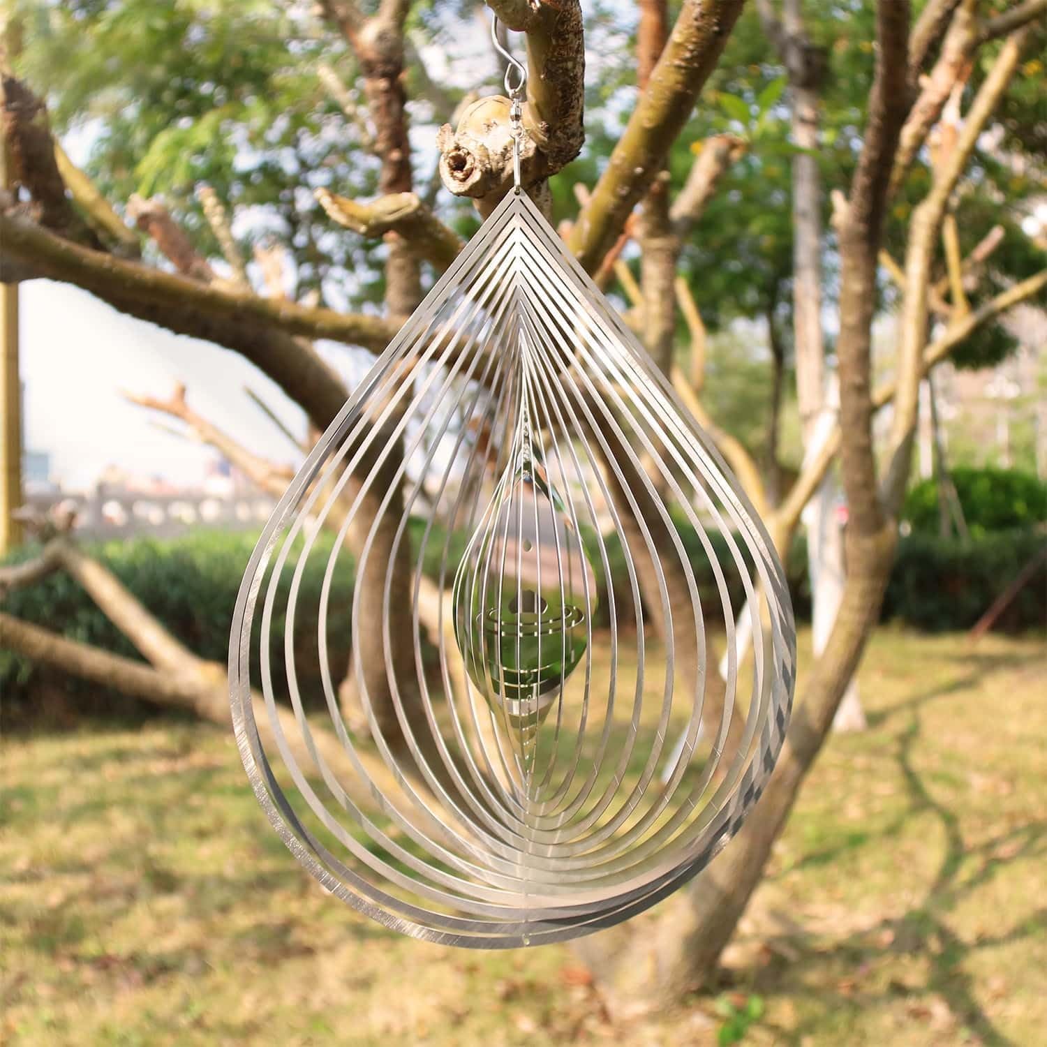 Mandala Wind Spinner 3D Rotating Water Drop Style - Vibrant Color Dynamic Outdoor Garden Decoration Suitable for Weather Resistant Sunlight Capture in Courtyard Lawn and Courtyard