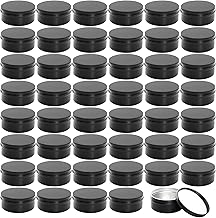 Foraineam 48 Pack 4 oz Metal Round Tins with Screw Lid, Black Aluminium Empty Candle Tins Storage Tin Jars, Cosmetic Sample Containers Travel Tin Cans for Salve, Cream, Spices or Candles