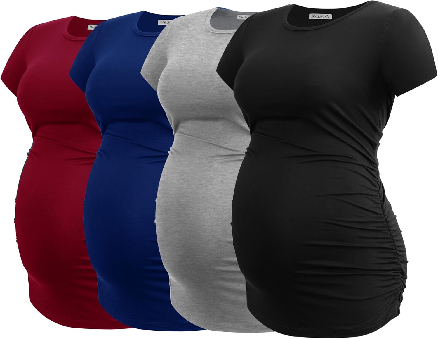 Smallshow Women's 4 Pack Maternity Shirts Short Sleeve Pregnancy Tops Clothes