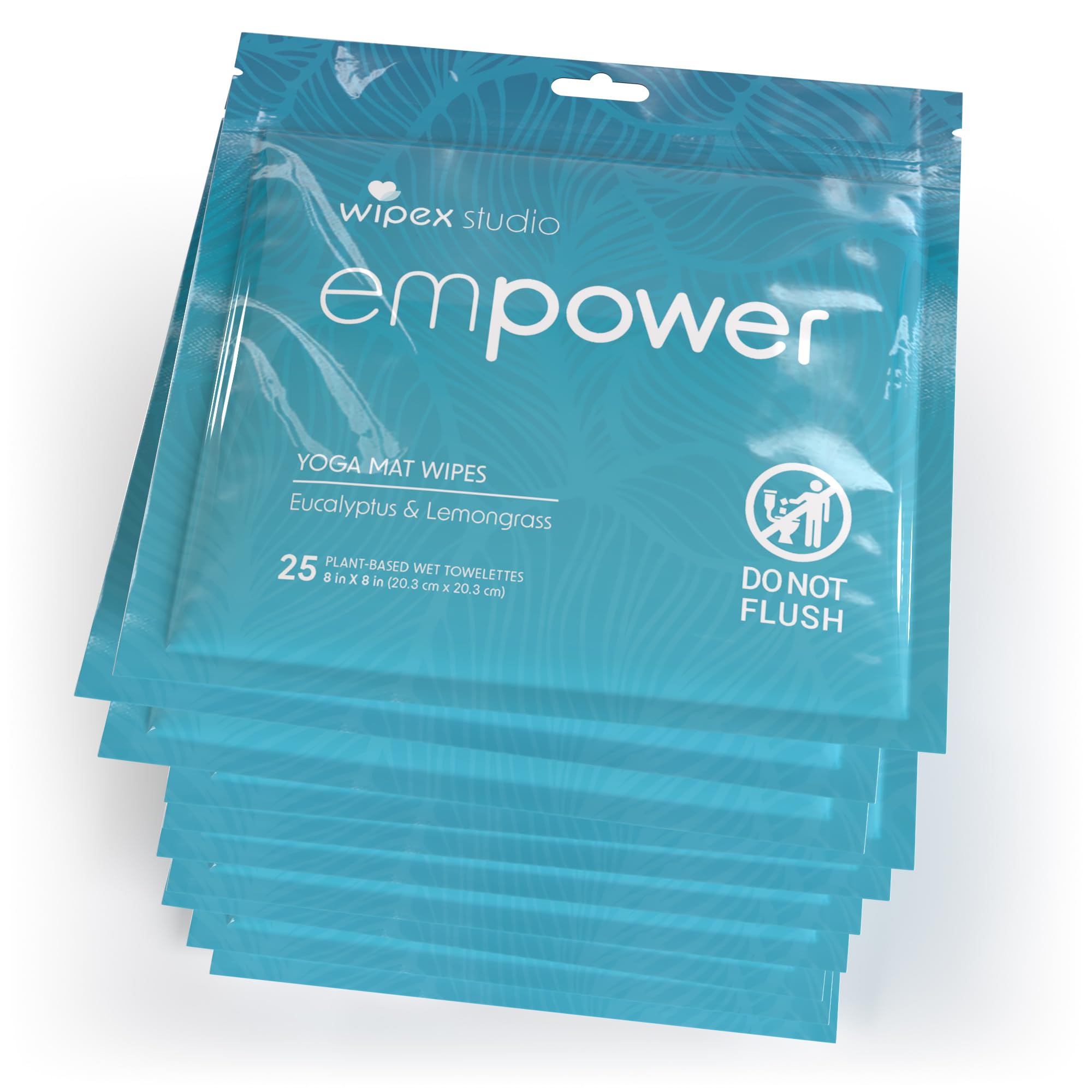 Wipex Studio EMPOWER Yoga Mat Cleaner Wipes, EWG Verified, 300 Count (12 Pack) – Ultra Thick Textured Plant-Based Wipes, Lemongrass Eucalyptus, for Hot Yoga, Pilates, Gym &amp; Fitness Equipment