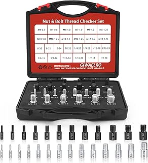 Nut and Bolt Thread Checker - 26 PCS Nut and Bolt Gauges Individually Storaged in Case (14 Inch & 12 Metric) Specially Suitable for Size Check on Tricky and Narrow Area