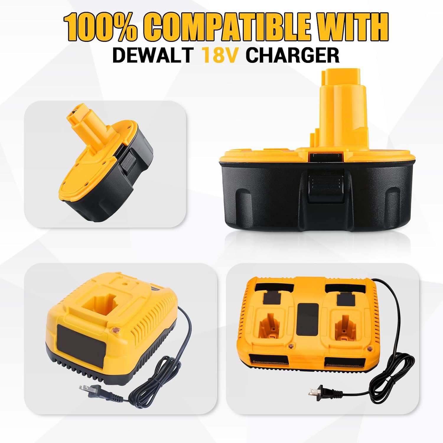 DC9096 6.0Ah Lithium-Ion Replacement for Dewalt 18V Battery DC9098 DC9099 DW9095 DW9096 DW9098, Compatible with Dewalt 18V Cordless Power Tools Driils Drivers Wrench and More, 1Pack
