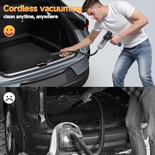 Miniatura 8 de Aspiradora de coche portátil inalámbrica de alta potencia, pequeña aspiradora 4 en 1, plumero de aire comprimido, soplador de aire y bomba de mano,