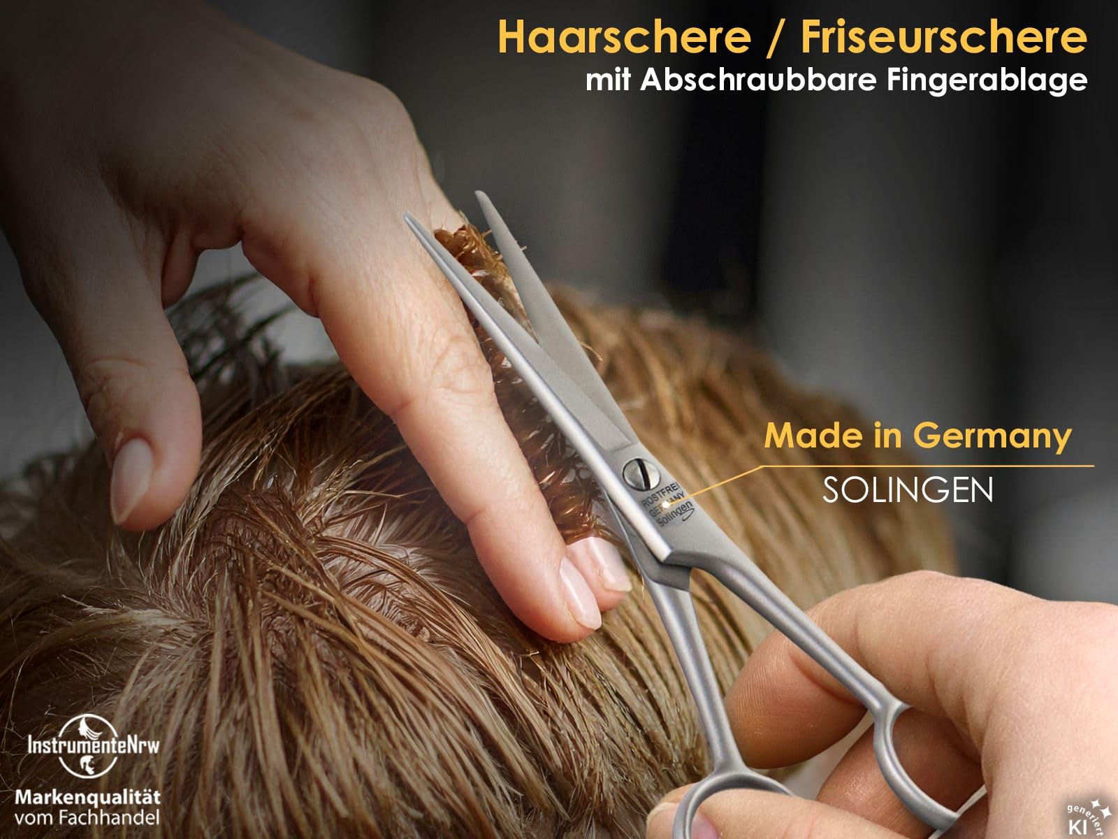 Friseurschere Haarschere Solingen Haarschneideschere Edelstahl Rostfrei | Schere Made in Germany mit scharfem Schnitt und einseitiger Mikroverzahnung 15,6 cm