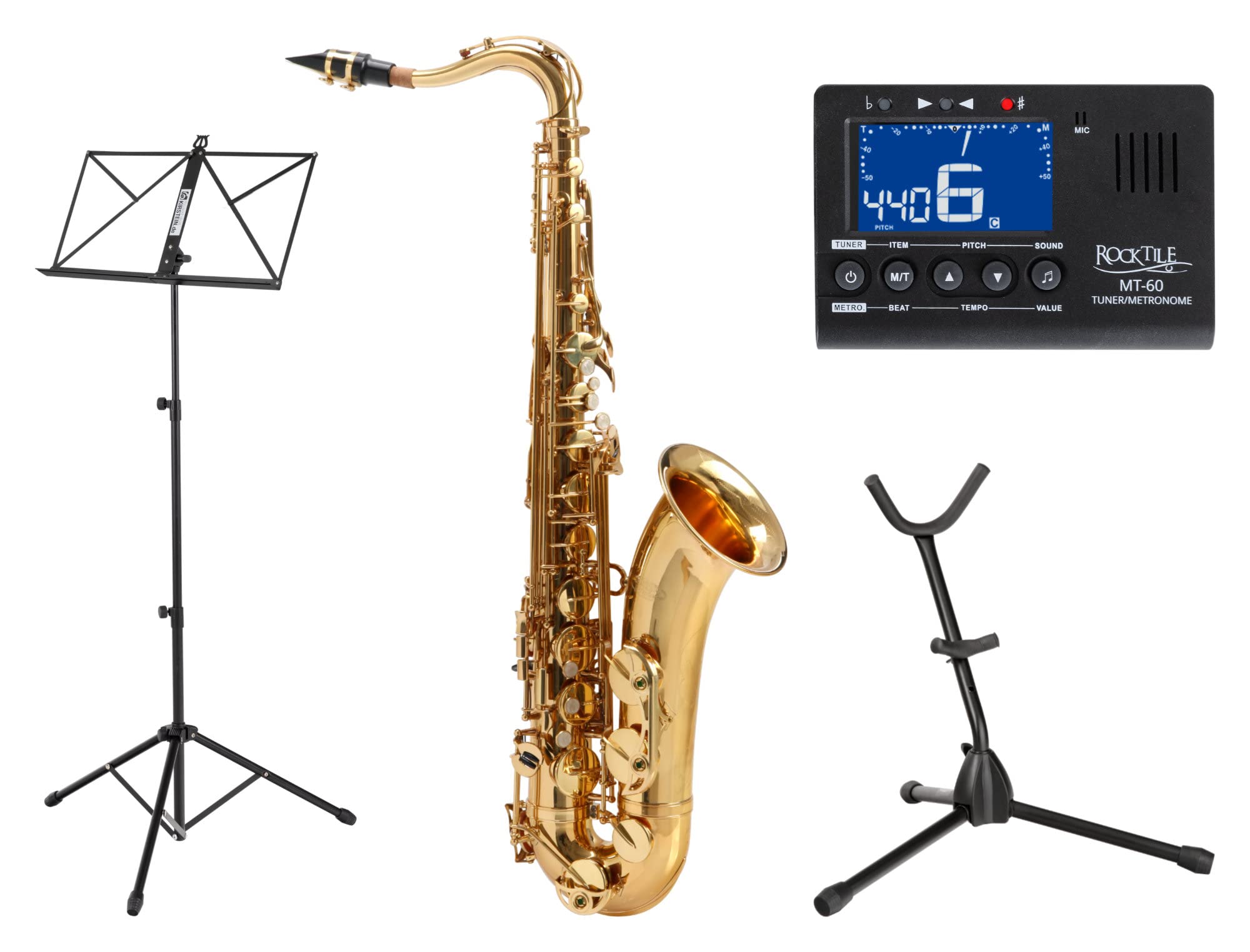 Classic Cantabile TS-450 Bb Tenorsassofono Set (Accessori: Bocchino, Custodia/Zaino, Supporto per Sassofono, Accordatore/Metronomo, Leggio)