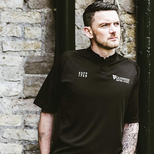 Miniatura 4 de GUINNESS Camiseta de rugby negra con estampado en relieve, negro, pequeño, Negro -