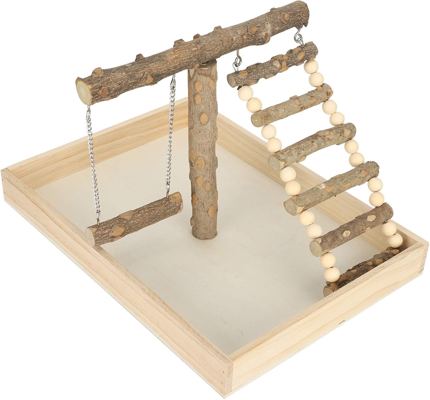 Fydun L Wood Bird Perch Stand, Playing Standing Stand, Cage Play Birdcage Stands Rack Training with Large Base Ing Ladder S for S Love Birds Finches