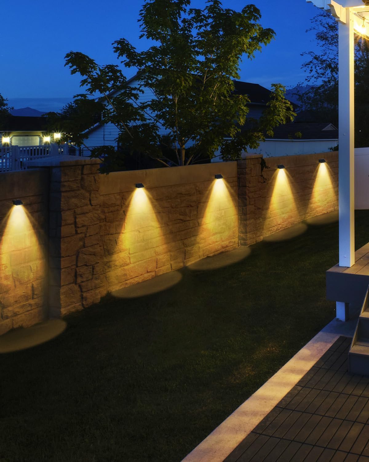 Solarlampen für außen wand, solar wandleuchte aussen, IP67 Wasserdichte Gartenleuchten Solar Zaun Beleuchtung für Garten Balkon Terrasse solarleuchten Zäune Warmweiß 16er