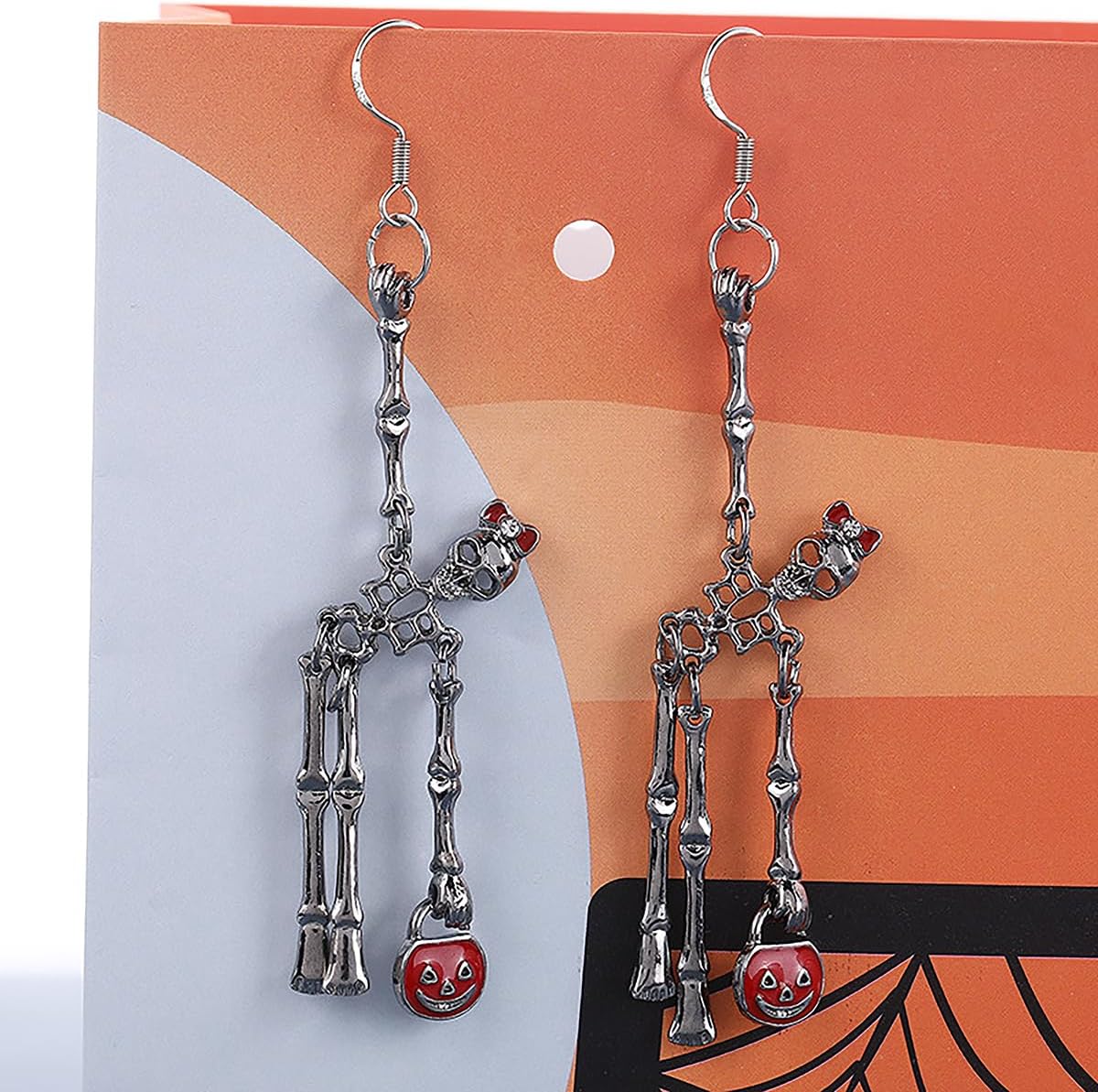 Pumpkin Lantern Halloween Skull Skeleton Drop Earrings for Women - Perfect Halloween Jewelry Dress Up Gifts Scary Halloween Party Earrings for Halloween - Image 3