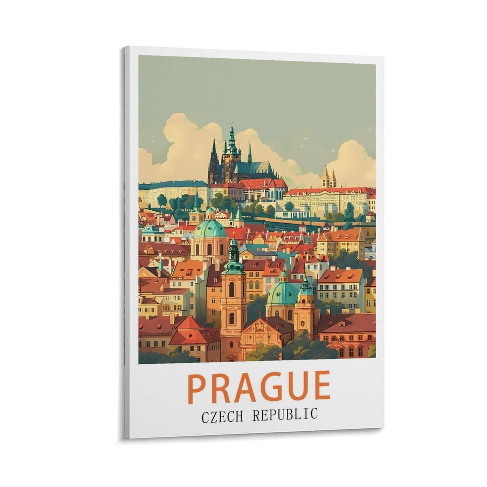 LHJOIUN Prague Czech Republic Vintage Travel Posters 16x24inch(40x60cm) Art Canvas Print For Living Room Bedroom Home Decoration Modern Art