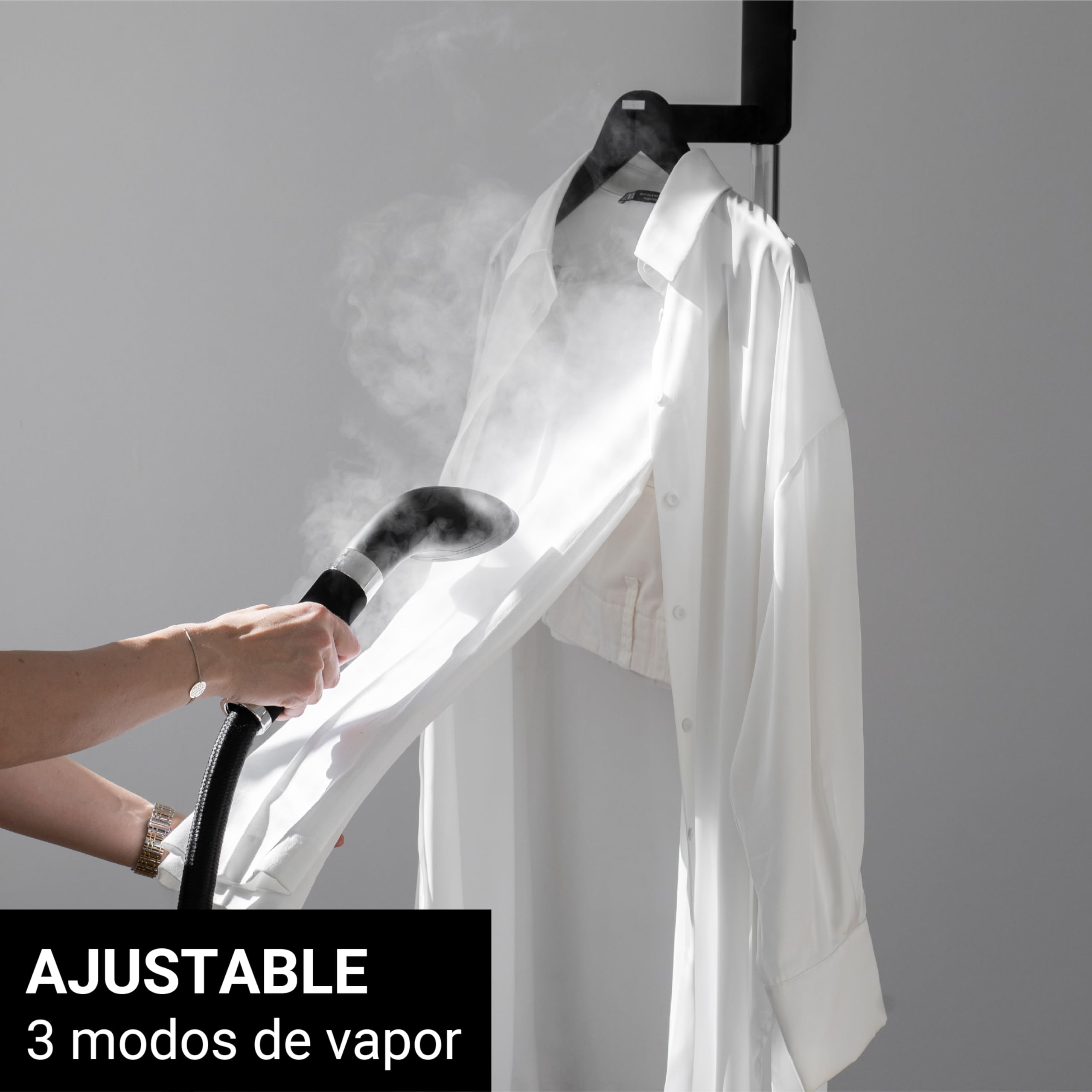 STEAMONE - Plancha de vapor vertical 2000W 45g/min - Autonomía 80min (1,2L) - Cable de 2m - Elimina el 99,99% de las impurezas - Lista en 45s - Intuitivo, compacto, de alto rendimiento - EUES200B
