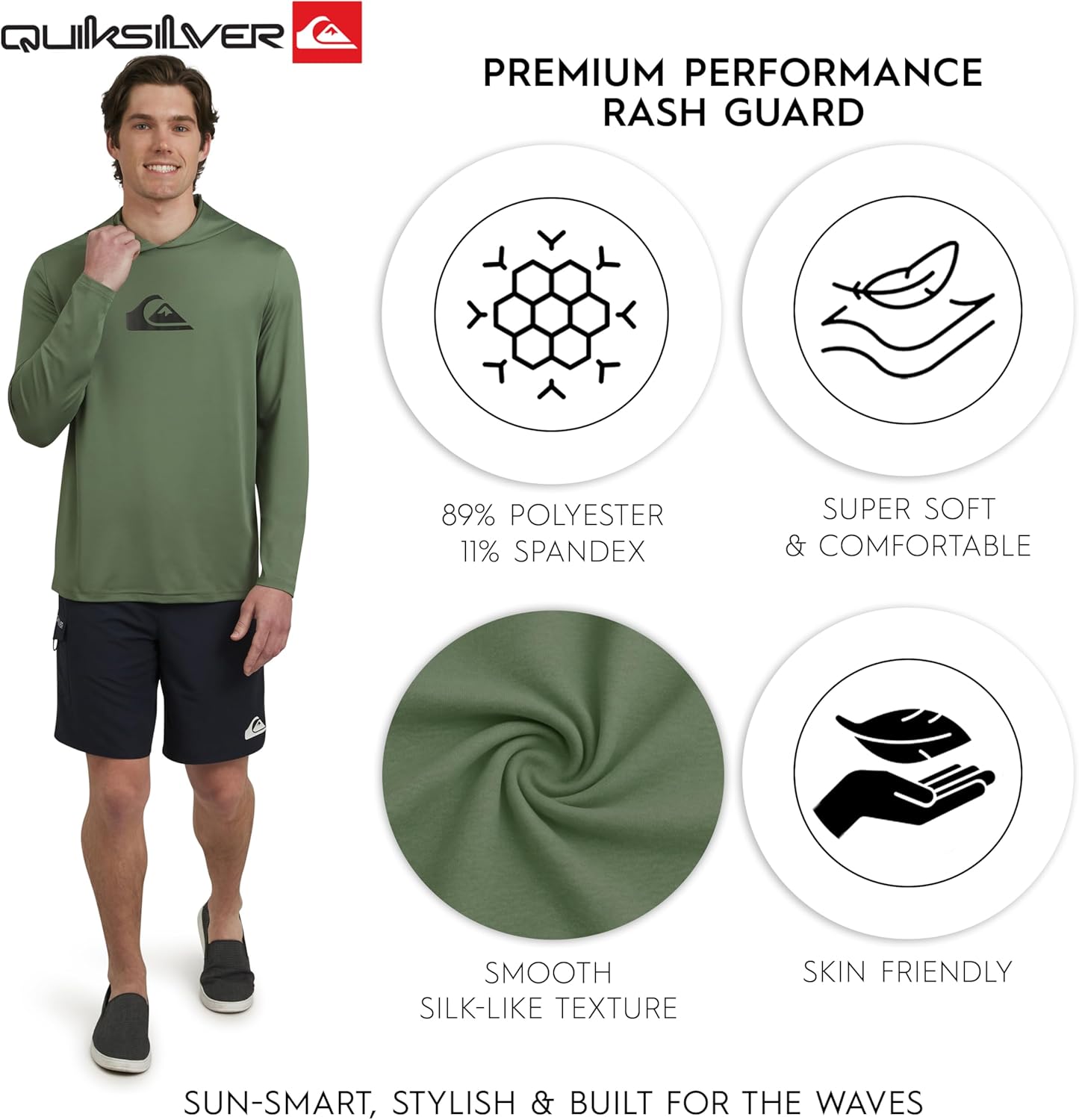 Quiksilver Men's Swimwear Regular Fit UPF 50 Sun Tee Hooded Rash Guard Shirt (S-XXL) - Image 3