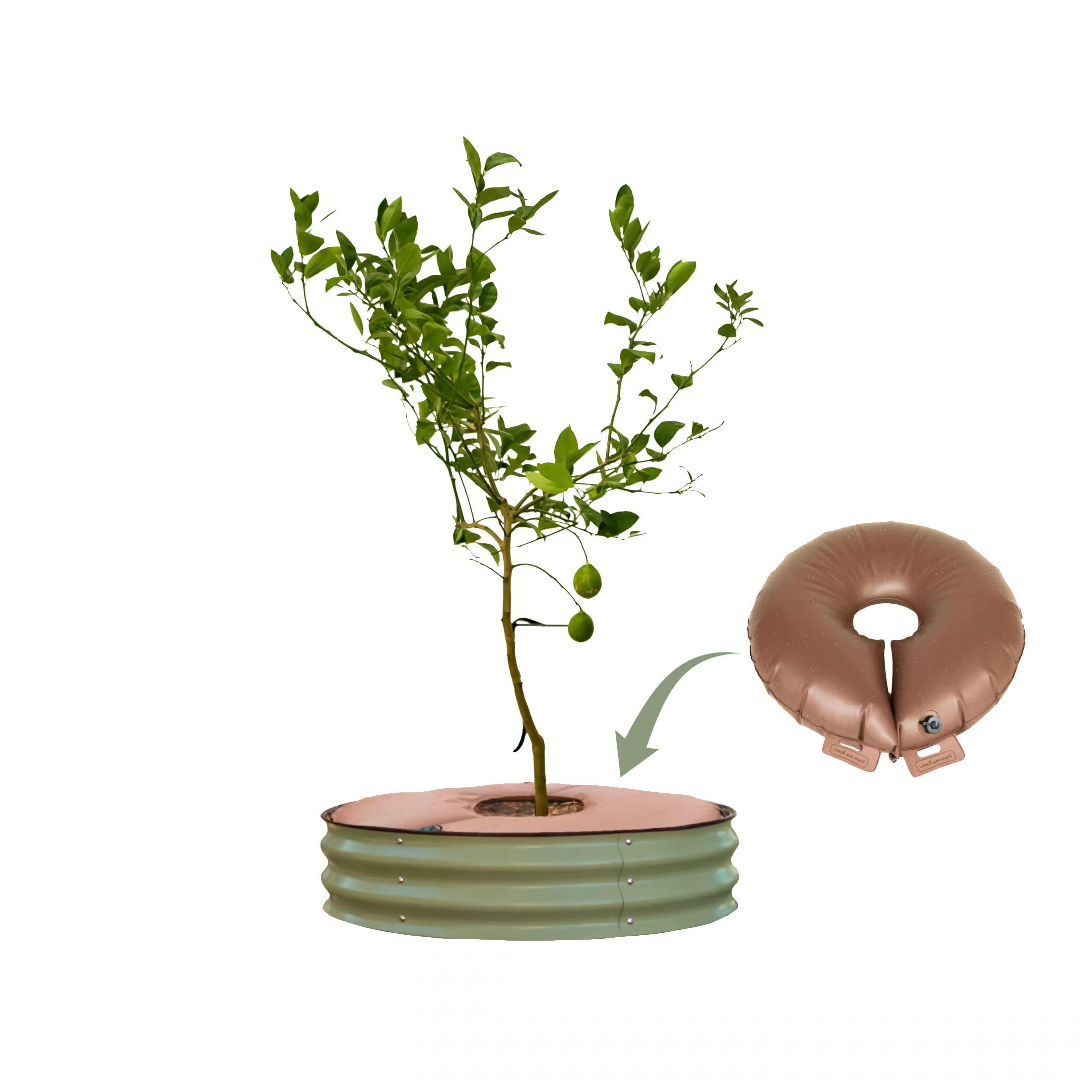 Vego Garden Raised Garden Bed 8” Tall Tree Surround with Watering Ring, Olive Green