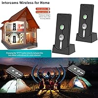 Vista 2 de Sistema de intercomunicación inalámbrico de 2 vías para el hogar, 1/2 milla de largo alcance, llamadas manos libres, recargable, espera de 120