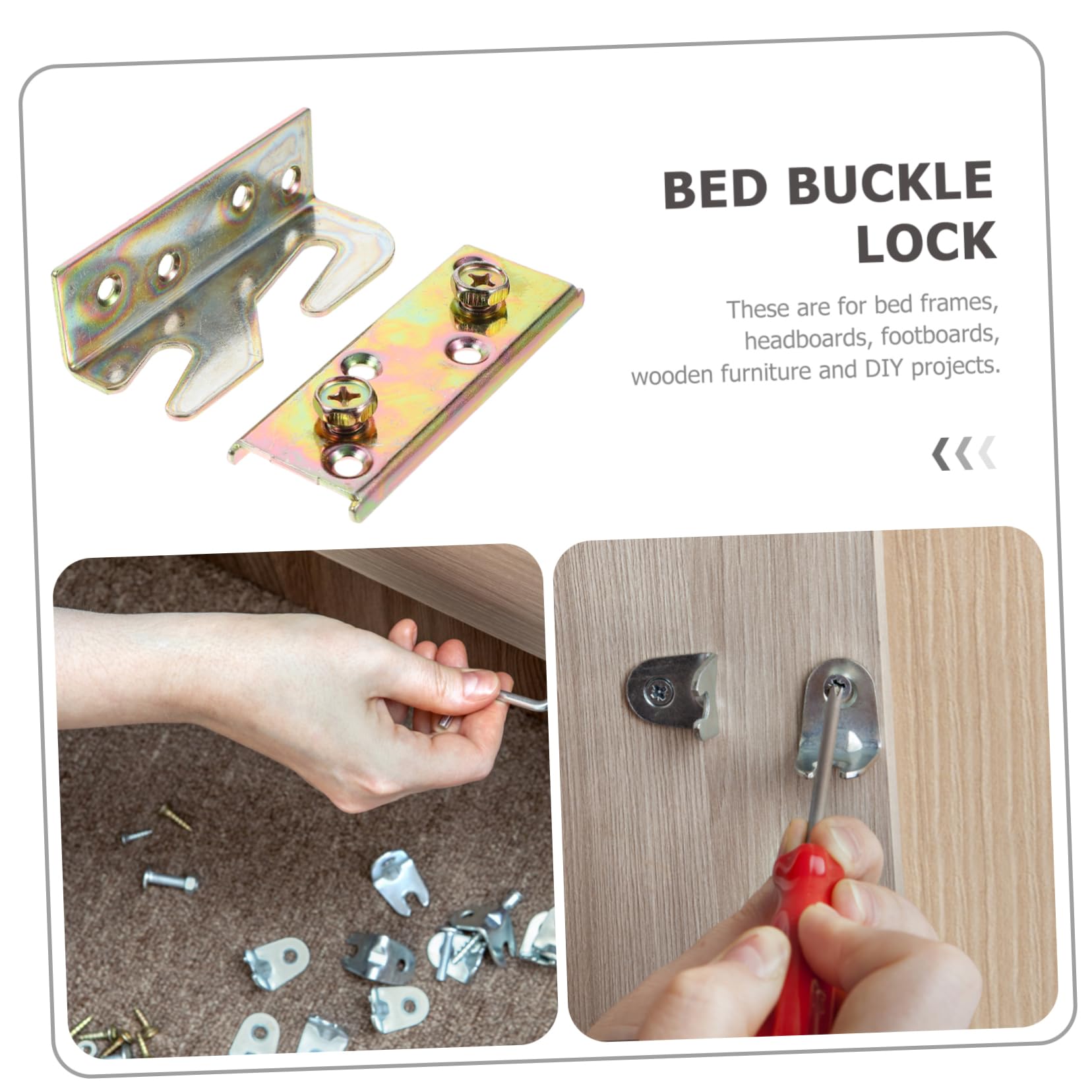 GRIRIW 4 Pcs Bed Connection Parts Brackets Bed Hardware Bed Rail Fasteners Connectors Rail Bed Input Bed Rail Fittings Furniture Bed Rail Bracket Bed Bracket Bed Rails for Seniors Golden