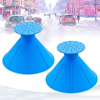 Round Ice Scraper, Car Windshield Snow Scraper Magic Snow Removal Tool, Cone-Shaped Windshield Ice Scraper, Snow Removal Shovels Tool (Blue - 2 Pack)
