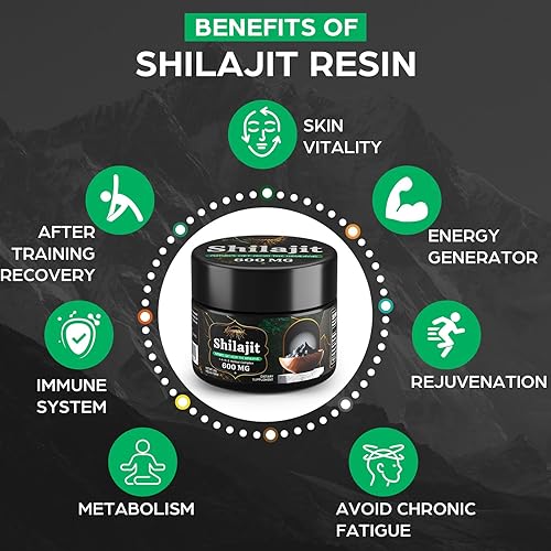 Miniatura 5 de Resina Shilajit pura del Himalaya de 600 mg - Suplemento Shilajit con ácido fúlvico y más de 85 minerales traza para energía, inmunidad, poder