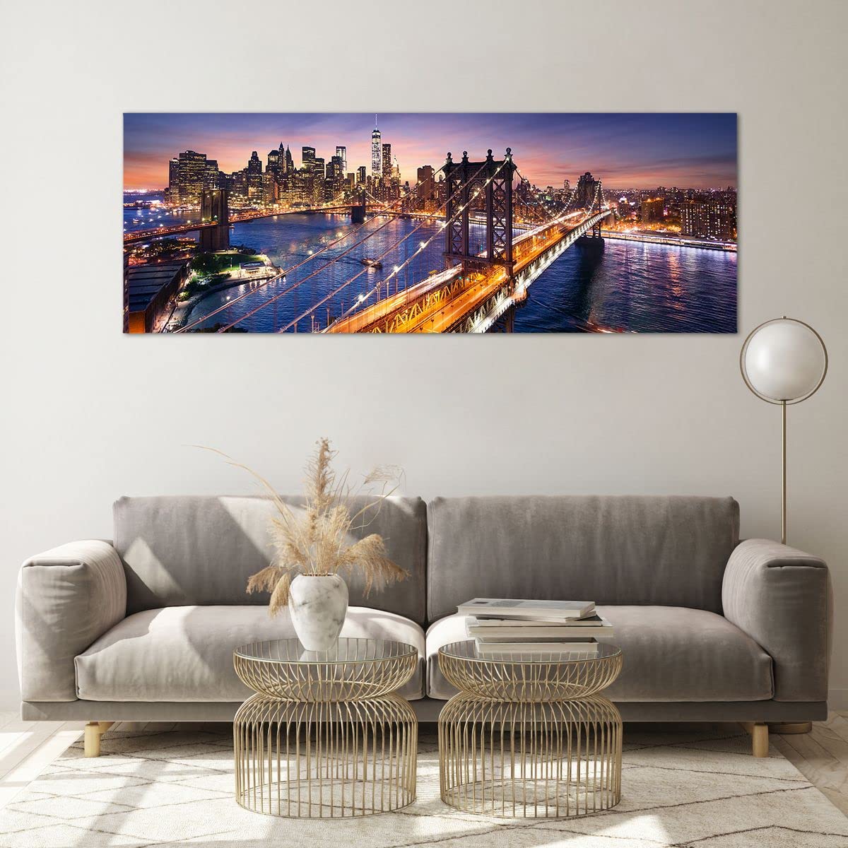 Tableau Décoratif Sur Verre - Impression New York, Format 90x30cm, Cadre Panoramique - 2