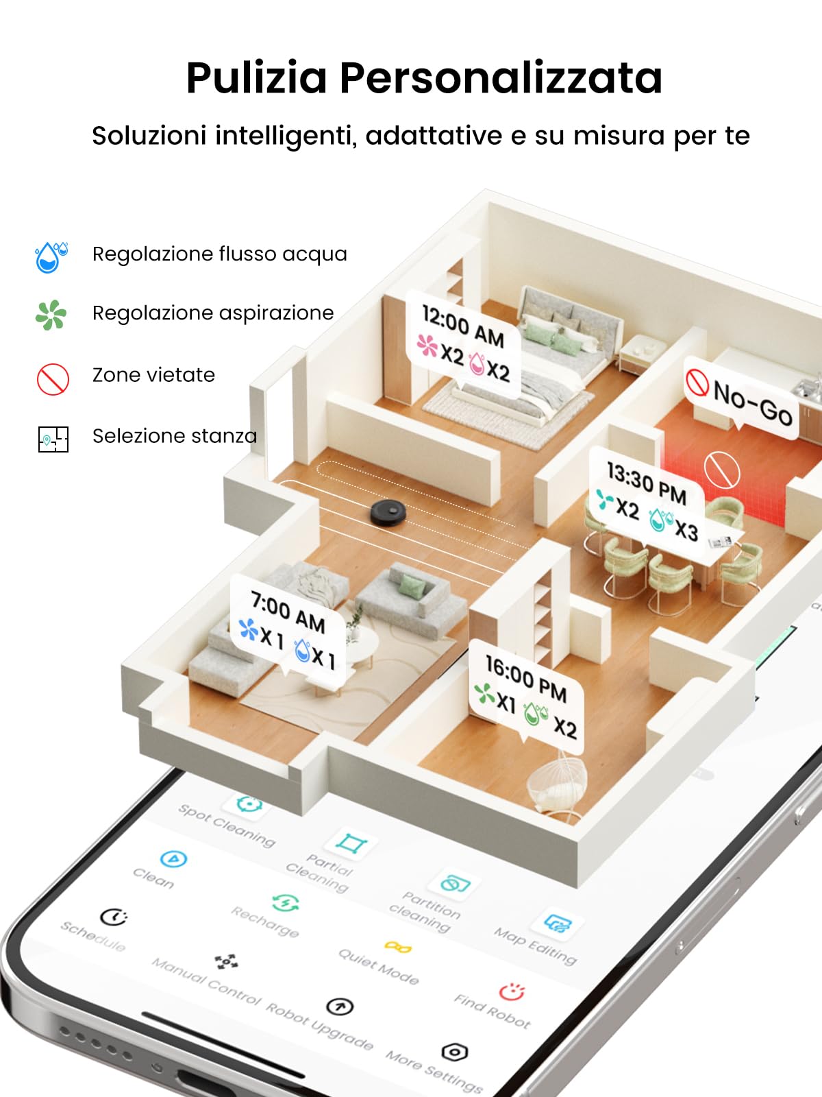 Lefant M2Pro Robot Aspirapolvere Lavapavimenti con Mappatura Laser dToF, 6000Pa, Stazione di Raccolta Polvere Automatica 2.7L, Navigazione PSD, Pulizia Personalizzata, App/Alexa/Google, Nero