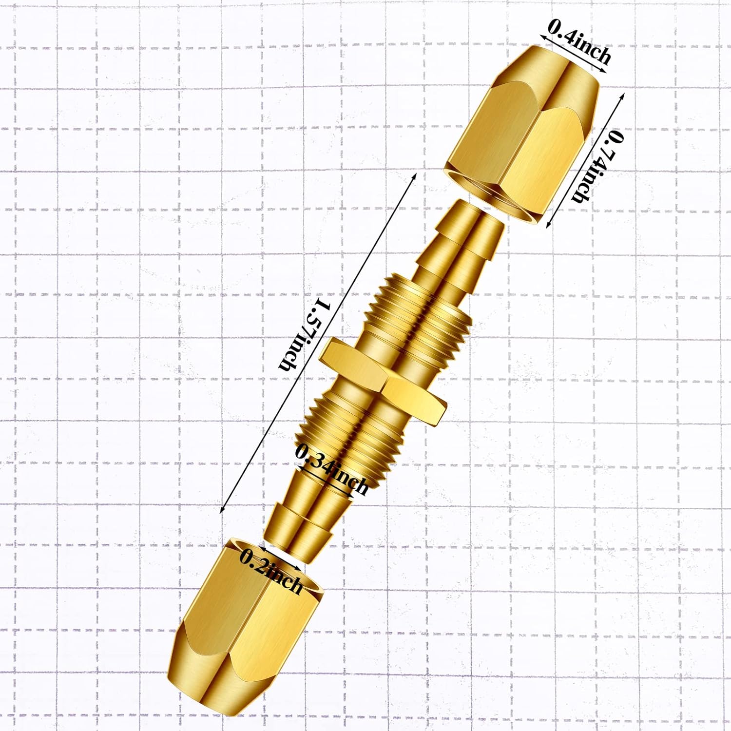 Peryiter 24 Pcs Solid Brass Air Hose Repair Fittings for NPT Replacement Reusable Hose Splicer Air Tube Connectors Repair Kit with Ptfe Tape Brass Connect Adapter (1/4npt-1/4 Inch)
