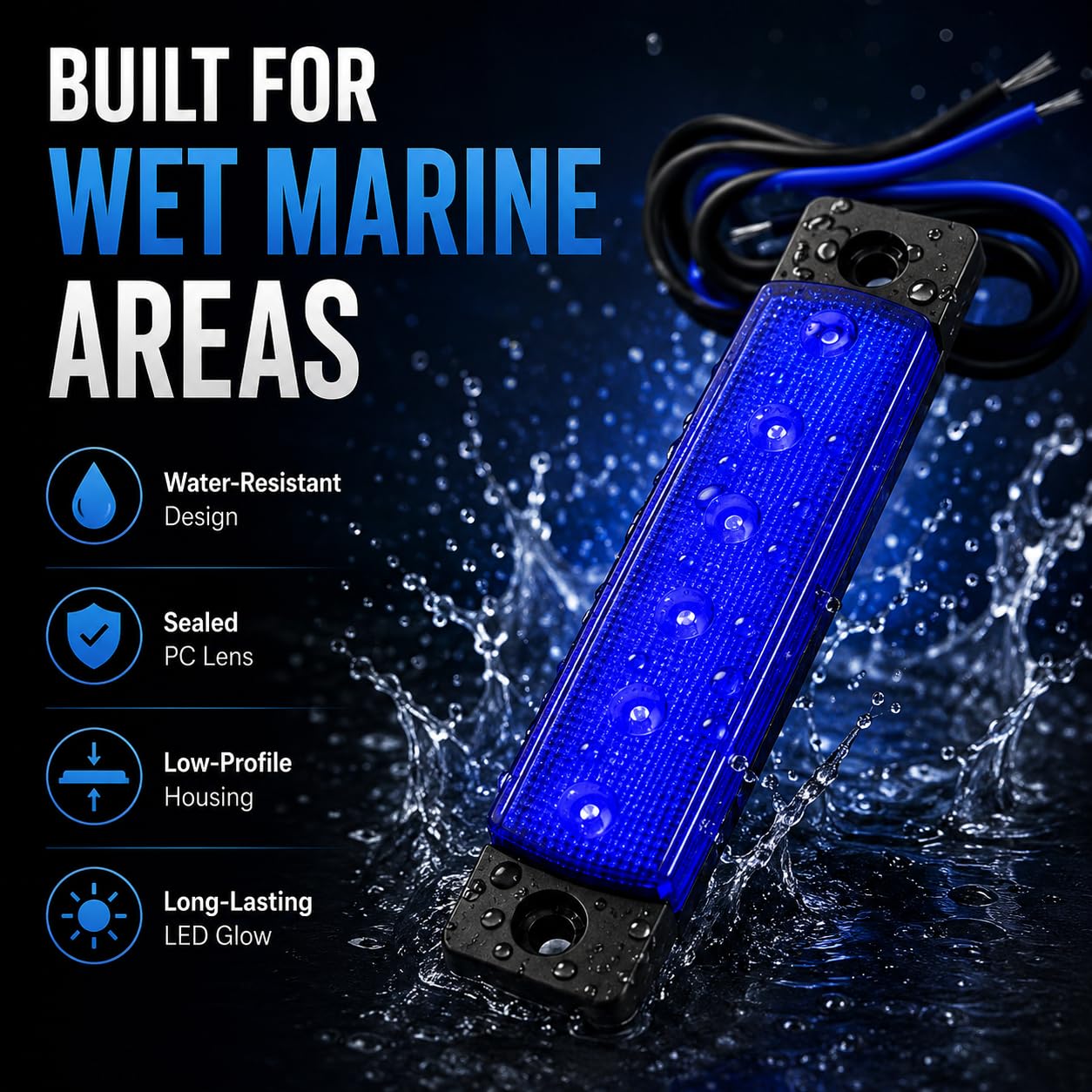 Shangyuan Marine Boat Lights, Utility Led Interior Lights For Boat Deck Courtesy Transom Cockpit Light, 12v Waterproof Marine Lighs For Yacht Fishing Pontoon Boat Sailboat Kayak Bass Boat Vessel, 6Pcs — Amazon image 3