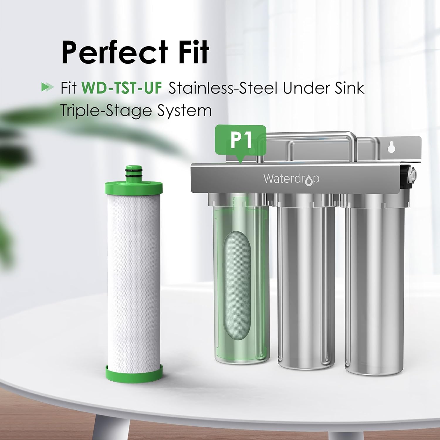 Waterdrop P1 Under Sink Water Filter, Replacement for Waterdrop TST-UF & TST-B Ultra-Filtration Under Sink Water Filter System, 1 Pack
