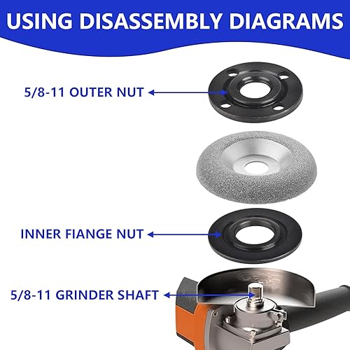 Miniatura 6 de Paquete de 5 llaves de amoladora angular ajustables y amoladora de brida de brida universal ajustable para amoladora angular de tuerca y llave de
