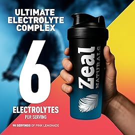 Zeal Electrolyte Powder - 90 Servings | Keto Electrolytes Powder | Zero Sugar, BCAAs, B-Vitamins | Potassium, Zinc, Magnesium | Hydration Powder Recovery Drink | Pink Lemonade